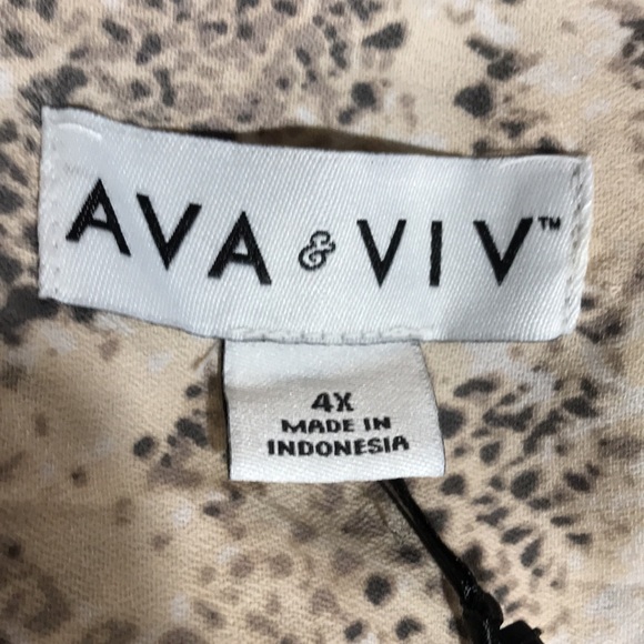 Ava & Viv Snake Print Blouse Top Shirt Long Balloon Sleeve Open Collar 4X NWT - Picture 5 of 7